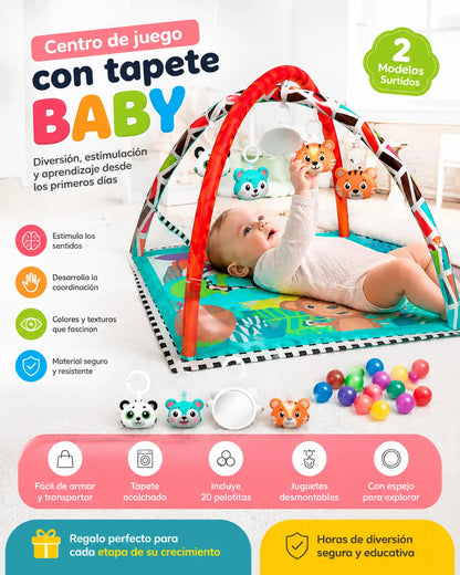 Centro de Juego para Bebé con Tapete Acolchado y Pelotas