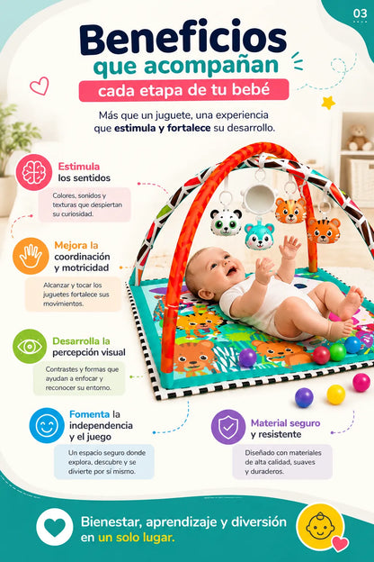 Centro de Juego para Bebé con Tapete Acolchado y Pelotas