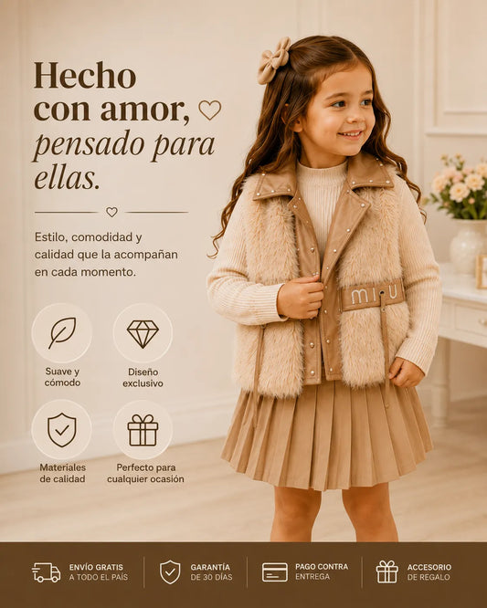 Chaleco Premium de Pelo para Niña