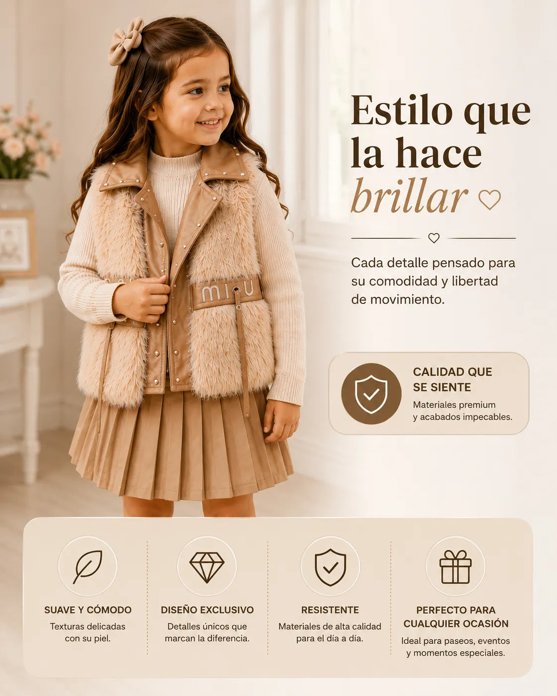Chaleco Premium de Pelo para Niña