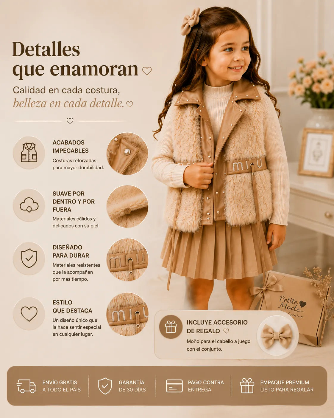 Chaleco Premium de Pelo para Niña